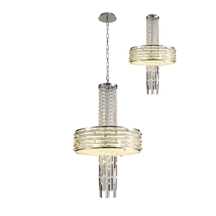 Nelson Lighting NL71149 Hooley Pendant/Semi Ceiling Convertible 7 Light Polished Chrome/Crystal