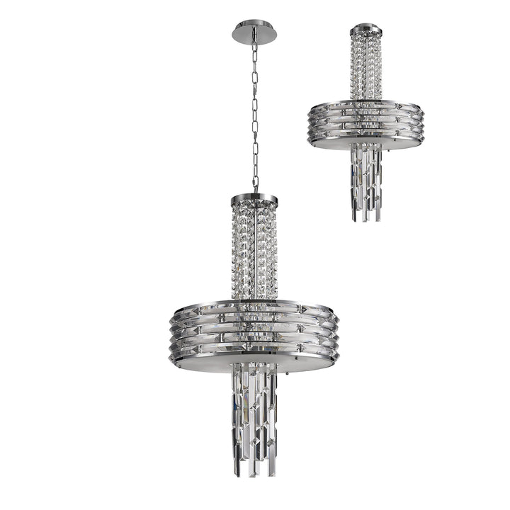 Nelson Lighting NL71149 Hooley Pendant/Semi Ceiling Convertible 7 Light Polished Chrome/Crystal
