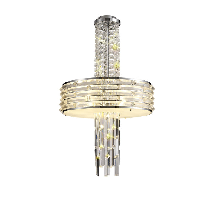 Nelson Lighting NL71149 Hooley Pendant/Semi Ceiling Convertible 7 Light Polished Chrome/Crystal