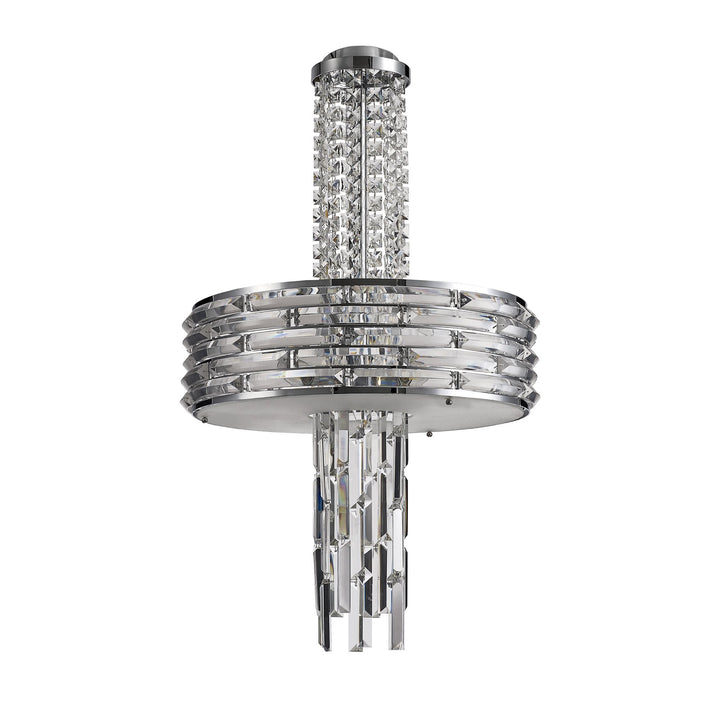 Nelson Lighting NL71149 Hooley Pendant/Semi Ceiling Convertible 7 Light Polished Chrome/Crystal