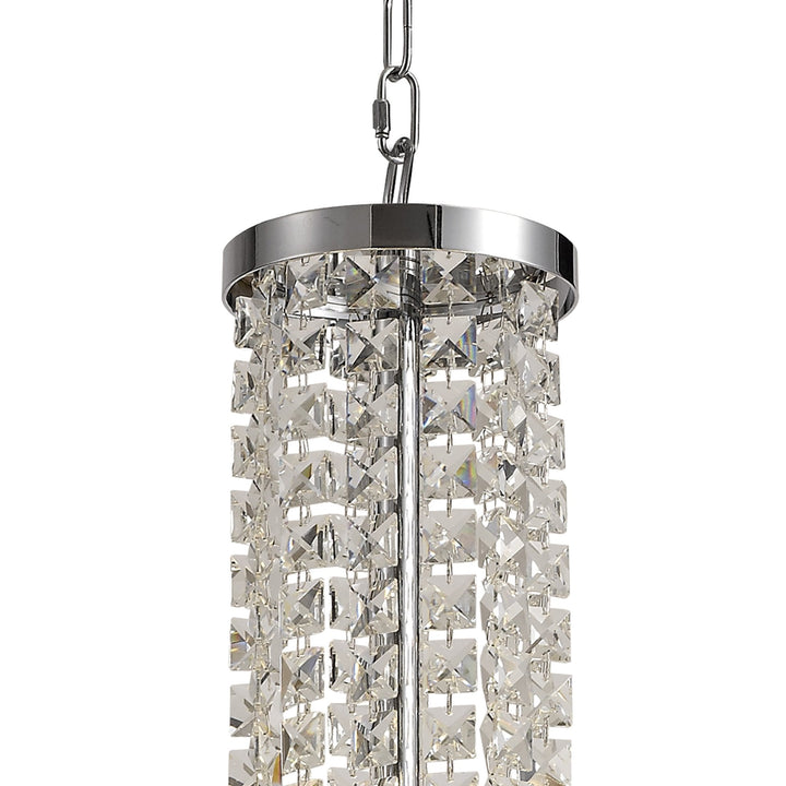 Nelson Lighting NL71149 Hooley Pendant/Semi Ceiling Convertible 7 Light Polished Chrome/Crystal