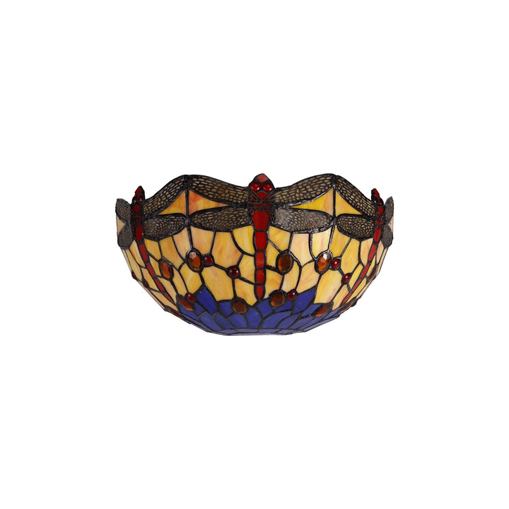 Nelson Lighting NL72709 Heidi Tiffany Wall Lamp 2 Light Blue/Orange/Crystal