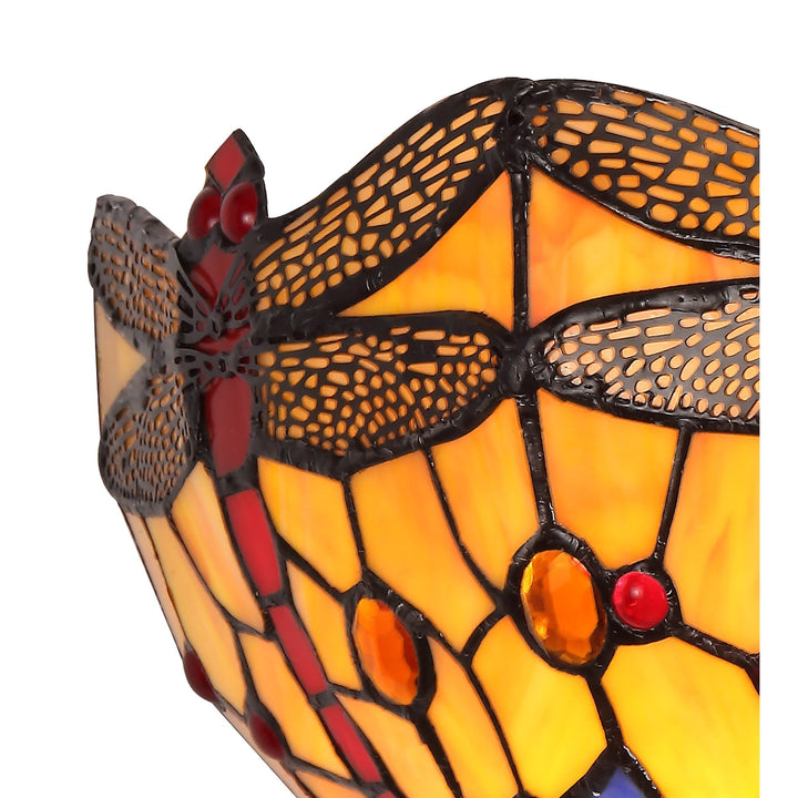 Nelson Lighting NL72709 Heidi Tiffany Wall Lamp 2 Light Blue/Orange/Crystal