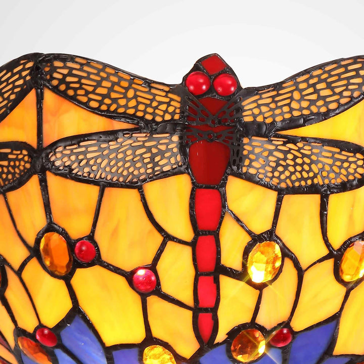 Nelson Lighting NL72709 Heidi Tiffany Wall Lamp 2 Light Blue/Orange/Crystal
