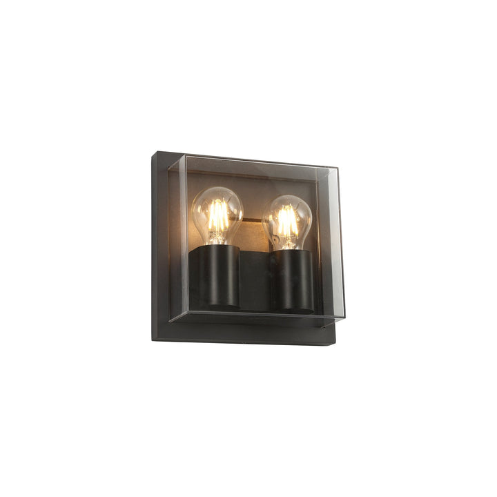 Nelson Lighting NL77839 Abb Outdoor Wall Lamp 2 Light Anthracite/Clear PC