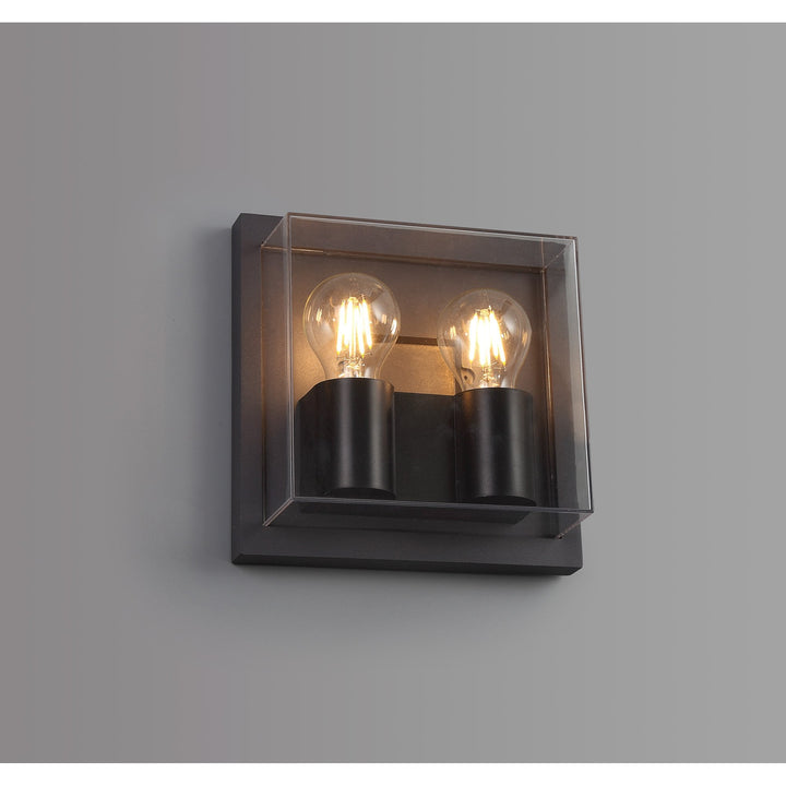 Nelson Lighting NL77839 Abb Outdoor Wall Lamp 2 Light Anthracite/Clear PC