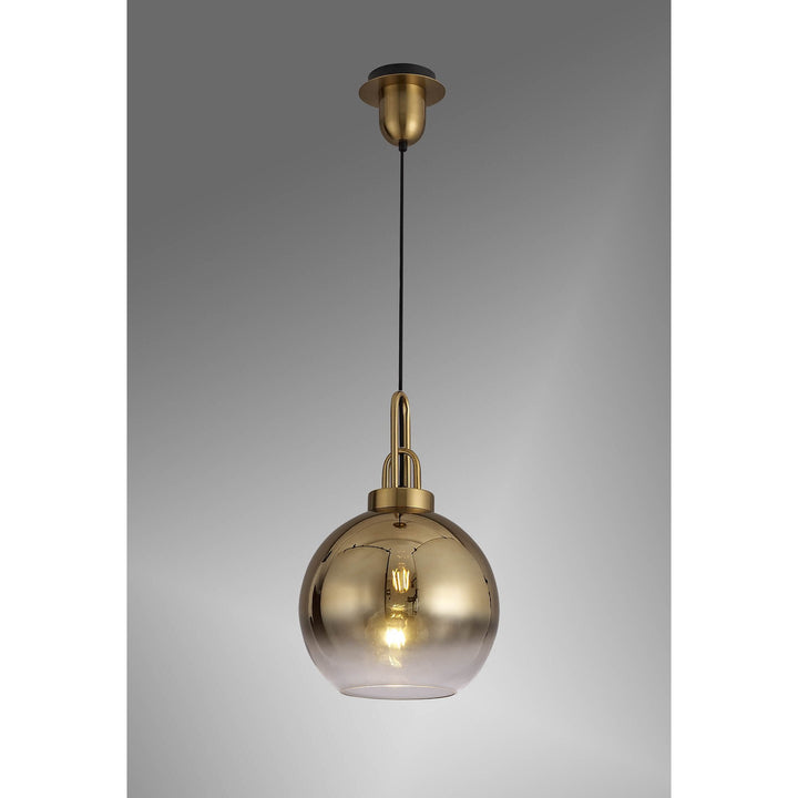 Nelson Lighting NLK00039 Acme 1 Light Pendant With 30cm Globe Glass Brass Gold/Matt Black/Clear