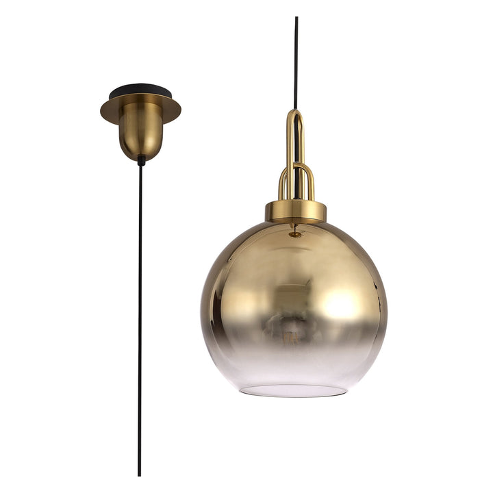 Nelson Lighting NLK00039 Acme 1 Light Pendant With 30cm Globe Glass Brass Gold/Matt Black/Clear