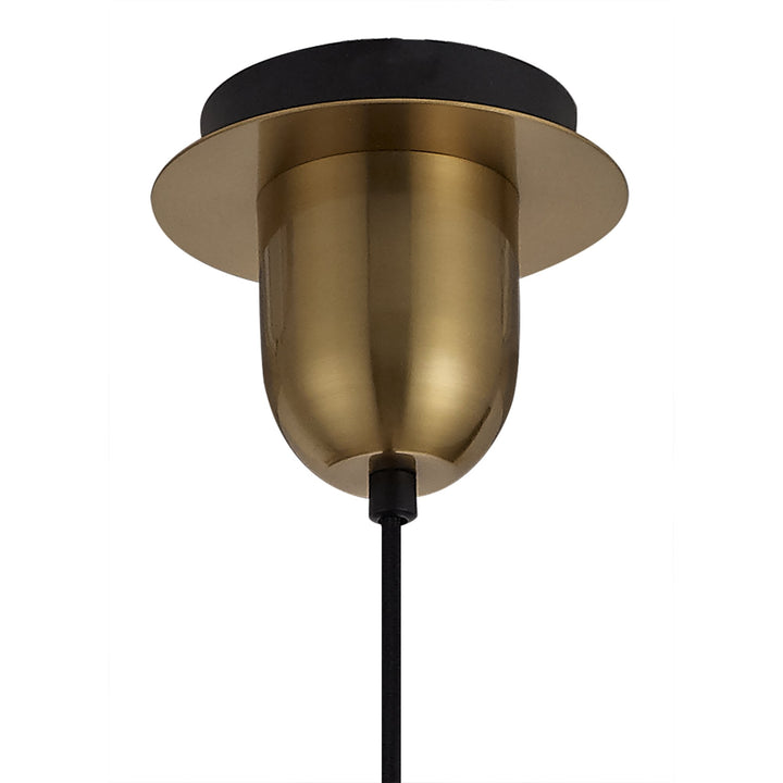 Nelson Lighting NLK00039 Acme 1 Light Pendant With 30cm Globe Glass Brass Gold/Matt Black/Clear