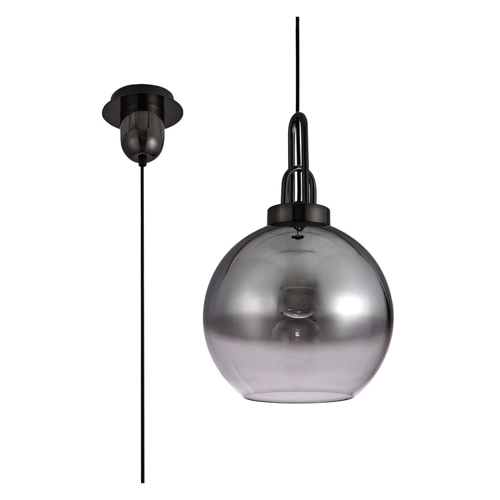 Nelson Lighting NLK00049 Acme 1 Light Pendant With 30cm Globe Glass Black Chrome/Matt Black/Smoked/Clear