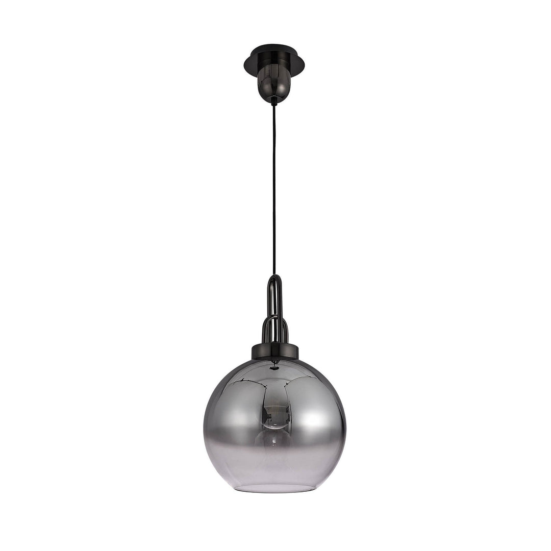 Nelson Lighting NLK00049 Acme 1 Light Pendant With 30cm Globe Glass Black Chrome/Matt Black/Smoked/Clear