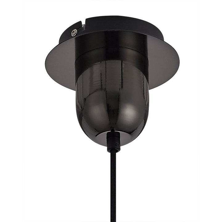 Nelson Lighting NLK00049 Acme 1 Light Pendant With 30cm Globe Glass Black Chrome/Matt Black/Smoked/Clear