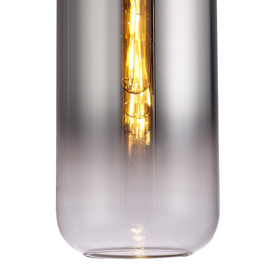 Nelson Lighting NLK03489 Acme 1 Light Pendant With 30cm Cylinder Glass Polished Nickel/Matt Black/Smoked/Clear