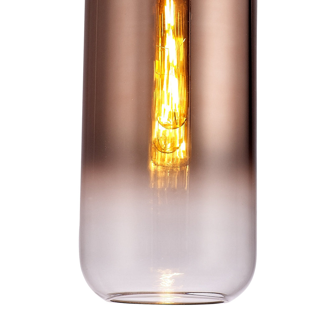 Nelson Lighting NLK03499 Acme 1 Light Pendant With 30cm Cylinder Glass Copper/Matt Black/Clear