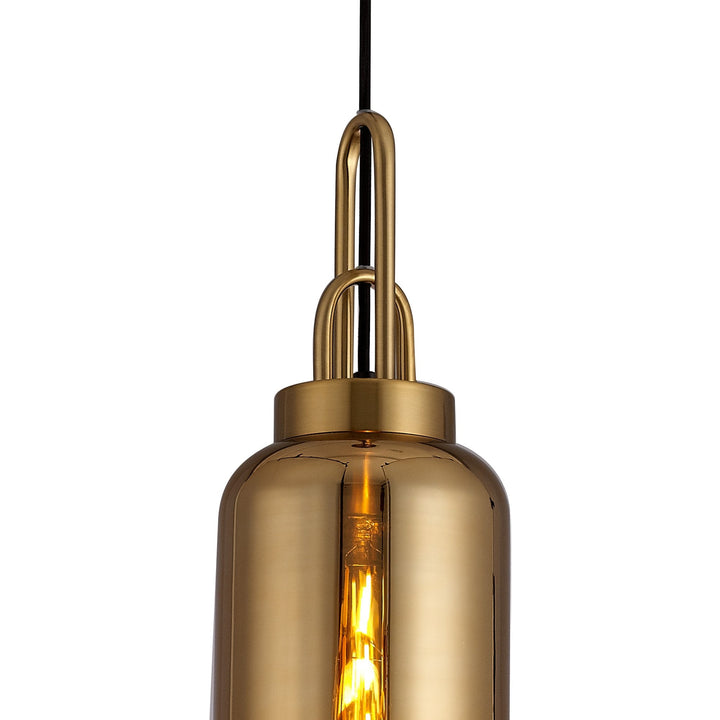 Nelson Lighting NLK03509 Acme 1 Light Pendant With 30cm Cylinder Glass Brass Gold/Matt Black/Clear