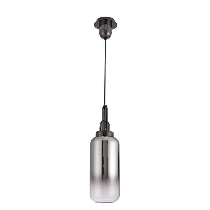 Nelson Lighting NLK03519 Acme 1 Light Pendant With 30cm Cylinder Glass Black Chrome/Matt Black/Smoked/Clear