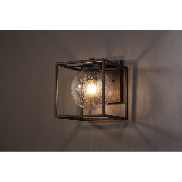 Nelson Lighting NL77819 Ammer Outdoor Down Wall Lamp 1 Light Anthracite/Clear Seeded Glass