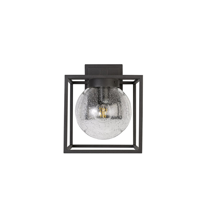 Nelson Lighting NL77819 Ammer Outdoor Down Wall Lamp 1 Light Anthracite/Clear Seeded Glass