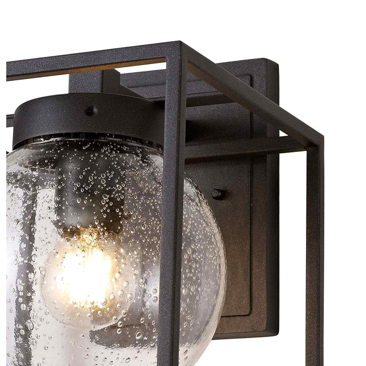 Nelson Lighting NL77819 Ammer Outdoor Down Wall Lamp 1 Light Anthracite/Clear Seeded Glass