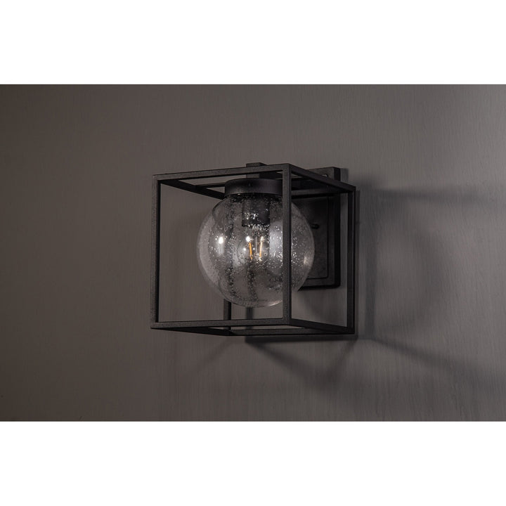 Nelson Lighting NL77819 Ammer Outdoor Down Wall Lamp 1 Light Anthracite/Clear Seeded Glass