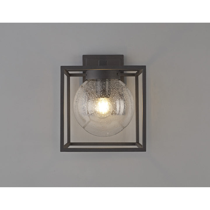 Nelson Lighting NL77819 Ammer Outdoor Down Wall Lamp 1 Light Anthracite/Clear Seeded Glass