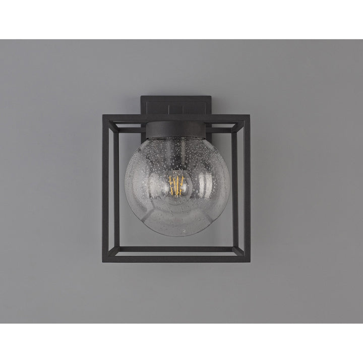 Nelson Lighting NL77819 Ammer Outdoor Down Wall Lamp 1 Light Anthracite/Clear Seeded Glass