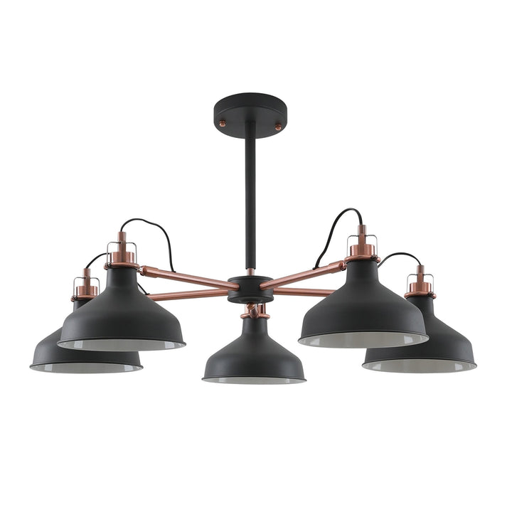 Nelson Lighting NL77189 Barnie Telescopic 5 Light Sand Black/Copper/White