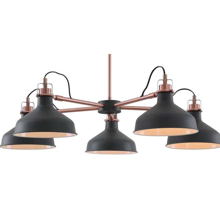 Nelson Lighting NL77189 Barnie Telescopic 5 Light Sand Black/Copper/White