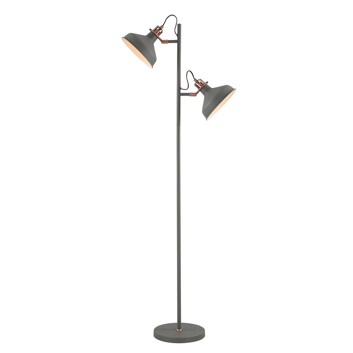 Nelson Lighting NL77209 Barnie Floor Lamp 2 Light Sand Grey/Copper/White