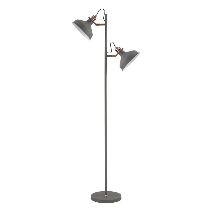 Nelson Lighting NL77209 Barnie Floor Lamp 2 Light Sand Grey/Copper/White
