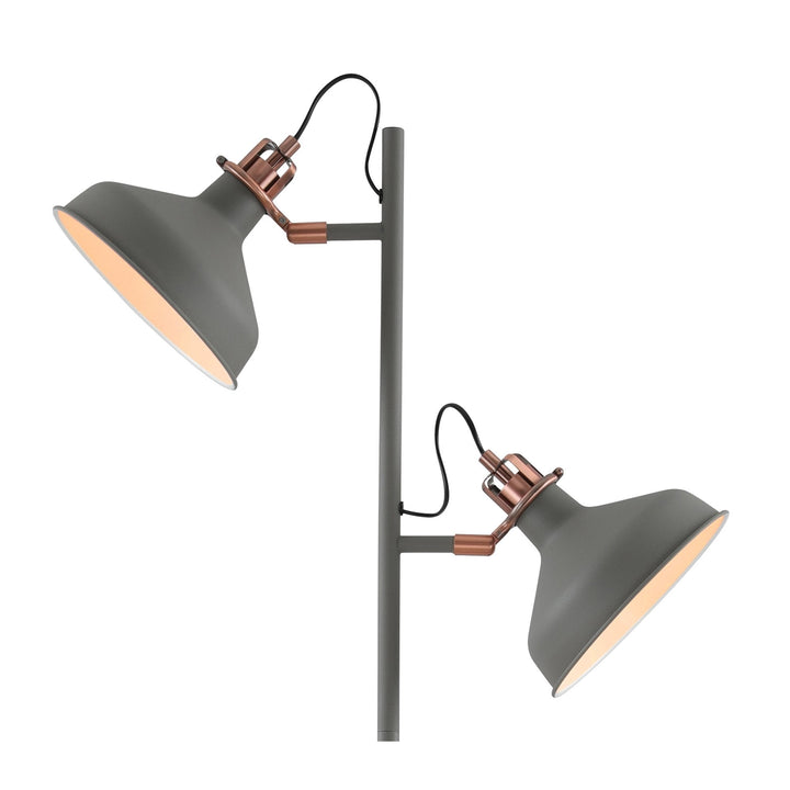Nelson Lighting NL77209 Barnie Floor Lamp 2 Light Sand Grey/Copper/White