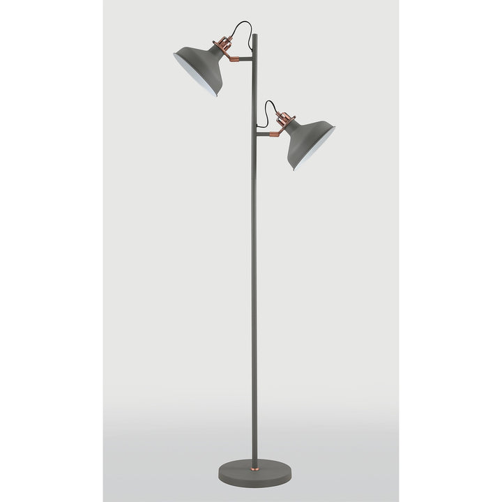 Nelson Lighting NL77209 Barnie Floor Lamp 2 Light Sand Grey/Copper/White