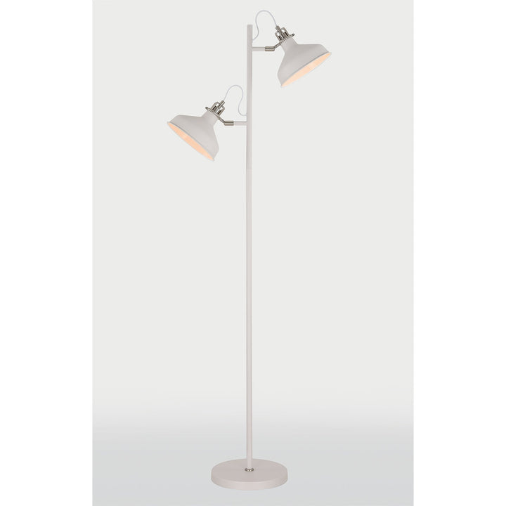 Nelson Lighting NL77219 | Barnie Floor Lamp 2 Light | Sand White/Satin Nickel/White