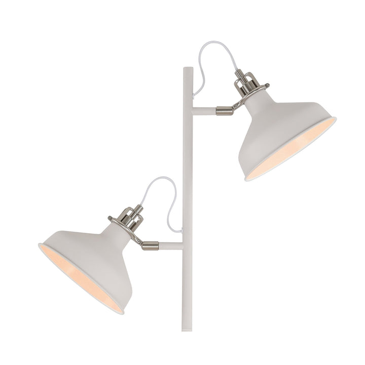 Nelson Lighting NL77219 | Barnie Floor Lamp 2 Light | Sand White/Satin Nickel/White