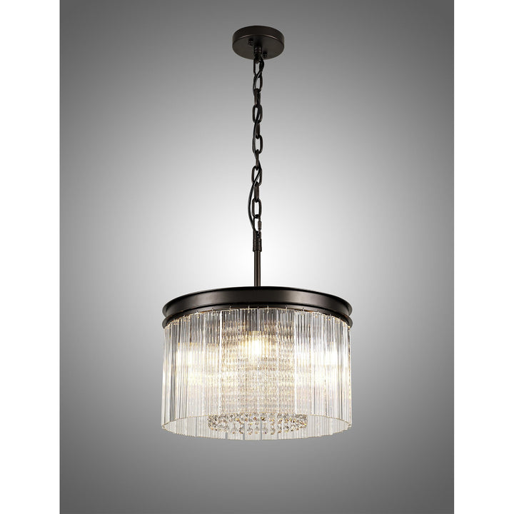 Nelson Lighting NL76759 Baylan Small Round Pendant 5 Light Brown Oxide