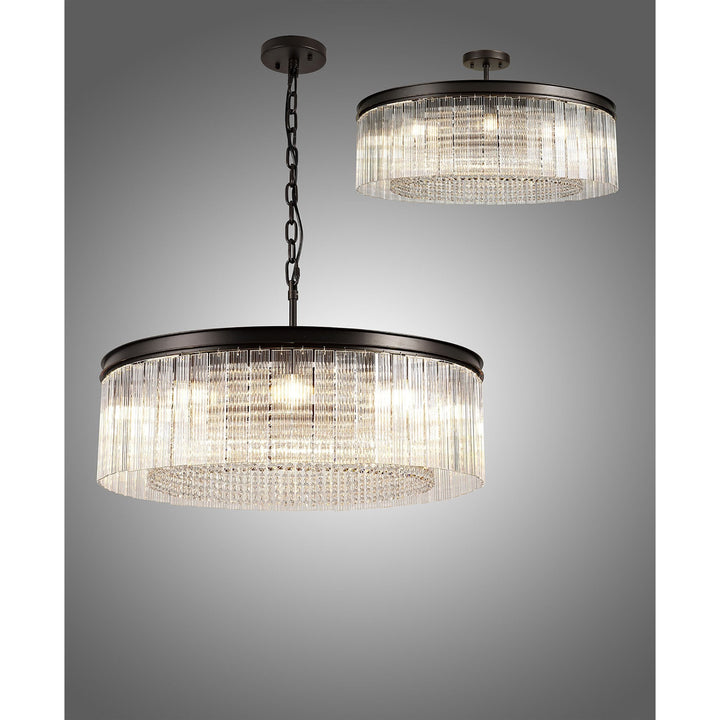 Nelson Lighting NL76779 Baylan Large Round Pendant 10 Light Brown Oxide