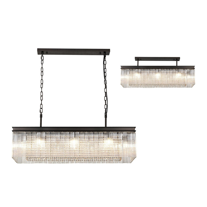 Nelson Lighting NL76789 Baylan Rectangular Pendant 11 Light Brown Oxide