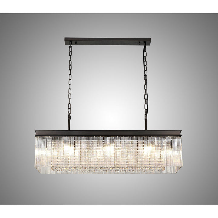 Nelson Lighting NL76789 Baylan Rectangular Pendant 11 Light Brown Oxide