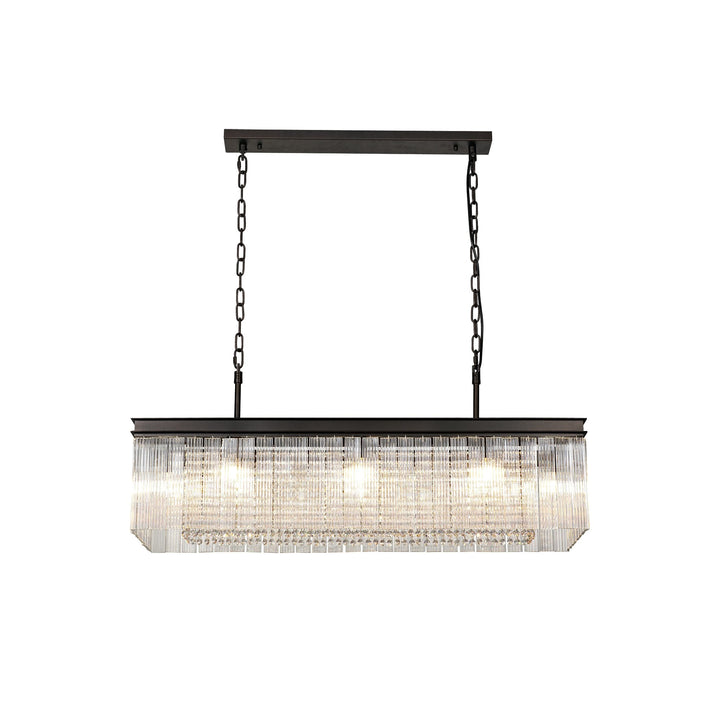 Nelson Lighting NL76789 Baylan Rectangular Pendant 11 Light Brown Oxide