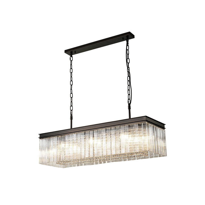 Nelson Lighting NL76789 Baylan Rectangular Pendant 11 Light Brown Oxide