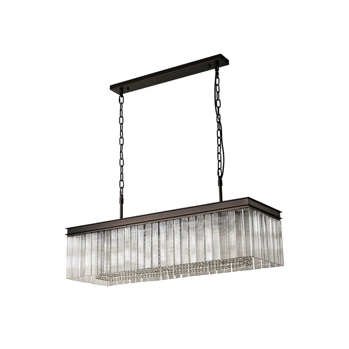 Nelson Lighting NL76789 Baylan Rectangular Pendant 11 Light Brown Oxide