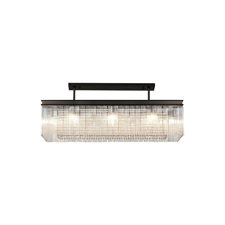 Nelson Lighting NL76789 Baylan Rectangular Pendant 11 Light Brown Oxide