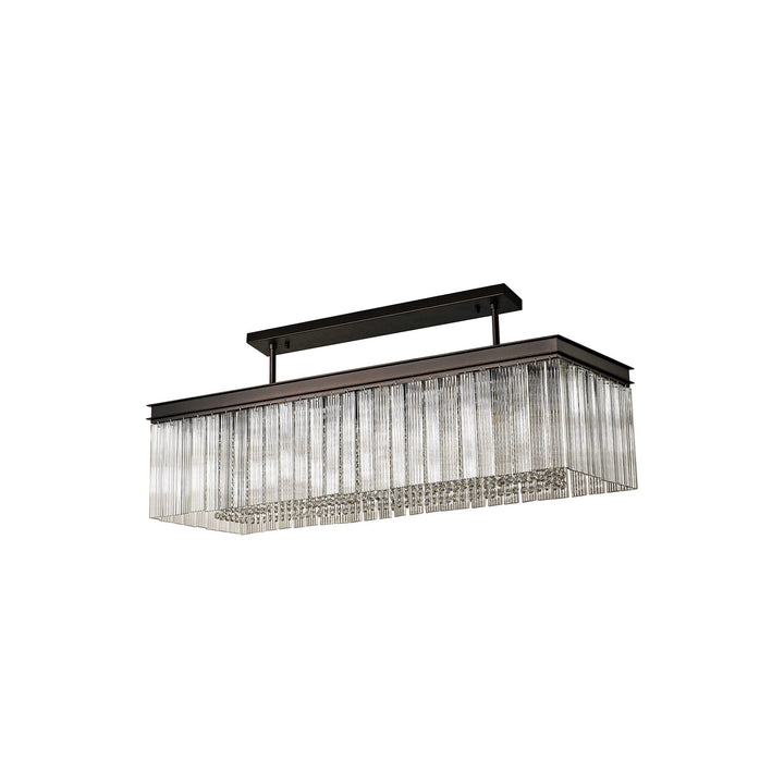 Nelson Lighting NL76789 Baylan Rectangular Pendant 11 Light Brown Oxide
