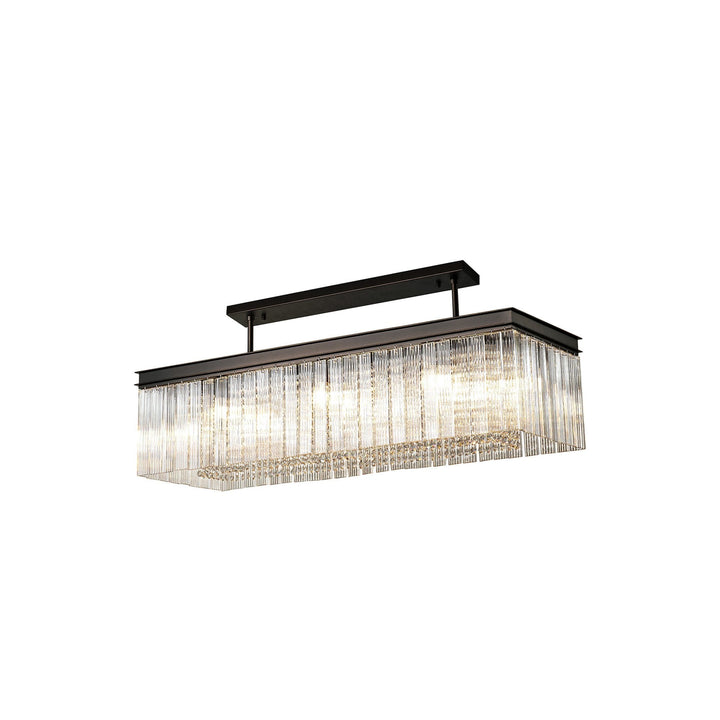 Nelson Lighting NL76789 Baylan Rectangular Pendant 11 Light Brown Oxide