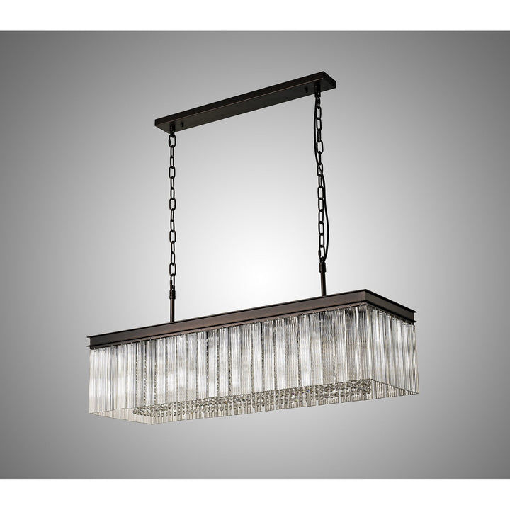 Nelson Lighting NL76789 Baylan Rectangular Pendant 11 Light Brown Oxide
