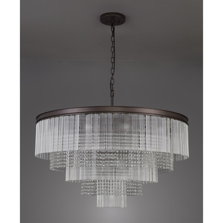 Nelson Lighting NL83269 Baylan 27 Light Large 3 Tier Round Pendant Brown Oxide