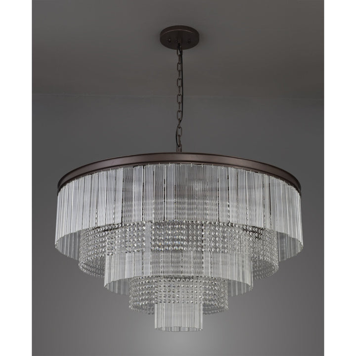 Nelson Lighting NL83269 Baylan 27 Light Large 3 Tier Round Pendant Brown Oxide