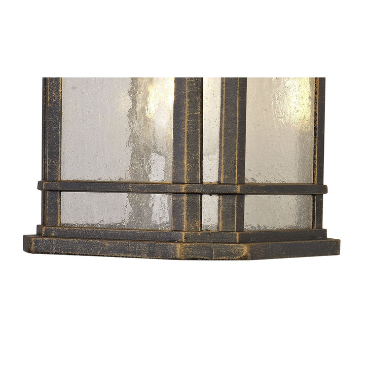 Nelson Lighting NL75809 Biello Outdoor Large Wall Lamp 1 Light Brushed Black Gold/Seeded Glass