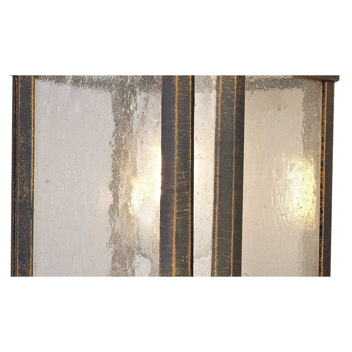 Nelson Lighting NL75809 Biello Outdoor Large Wall Lamp 1 Light Brushed Black Gold/Seeded Glass