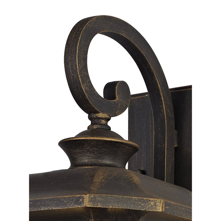 Nelson Lighting NL75809 Biello Outdoor Large Wall Lamp 1 Light Brushed Black Gold/Seeded Glass